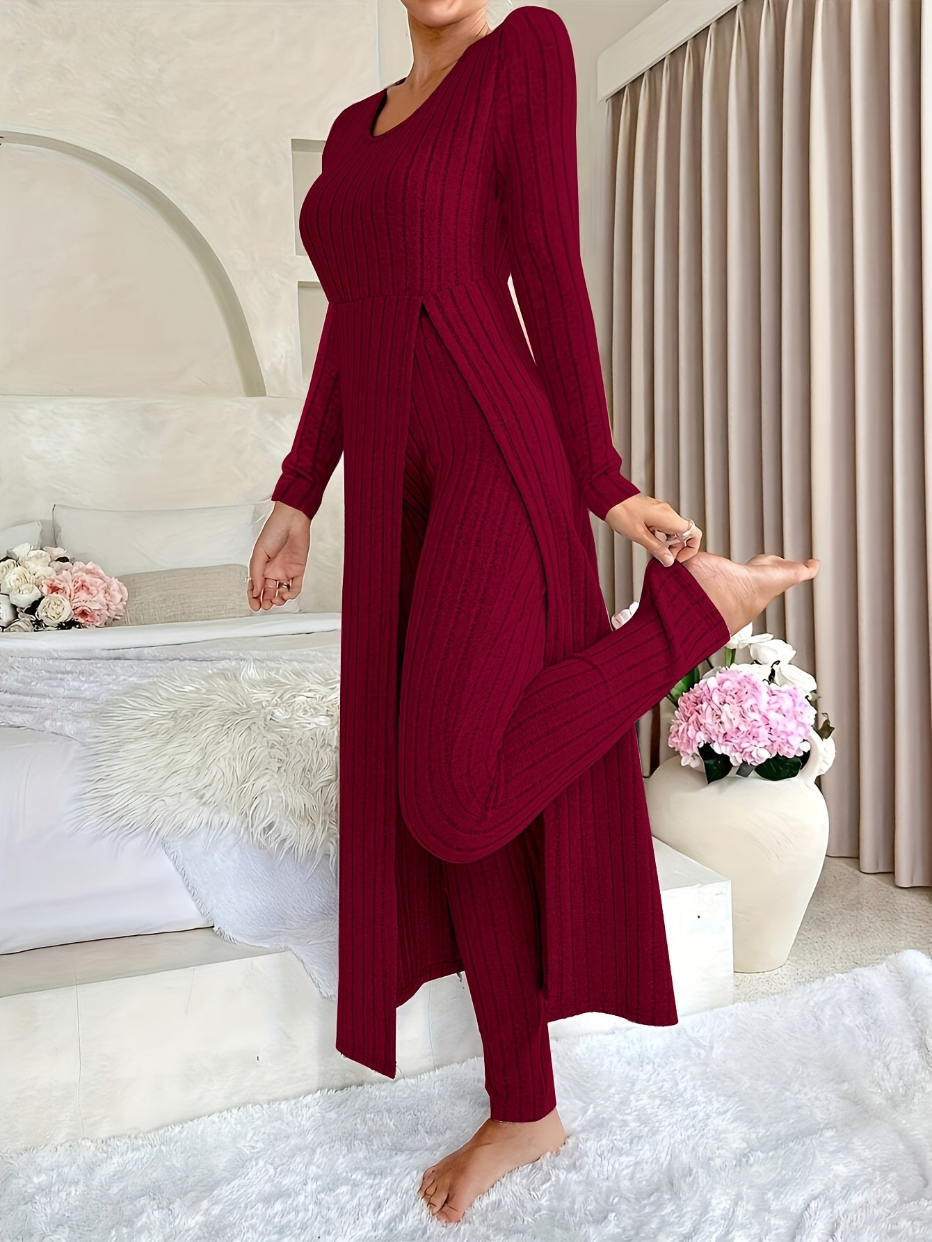 💥Last day only $24.98🔥 - Cozy Two-Piece Ribbed Lounge Set