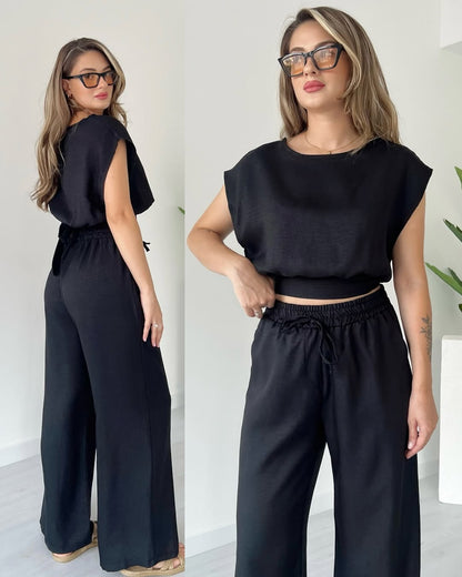 Casual And Comfortable Hollow Top & Pants Set