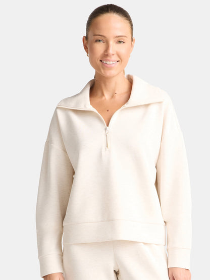 Women's and Women's Plus ScubaKnit Quarter Zip Pullover