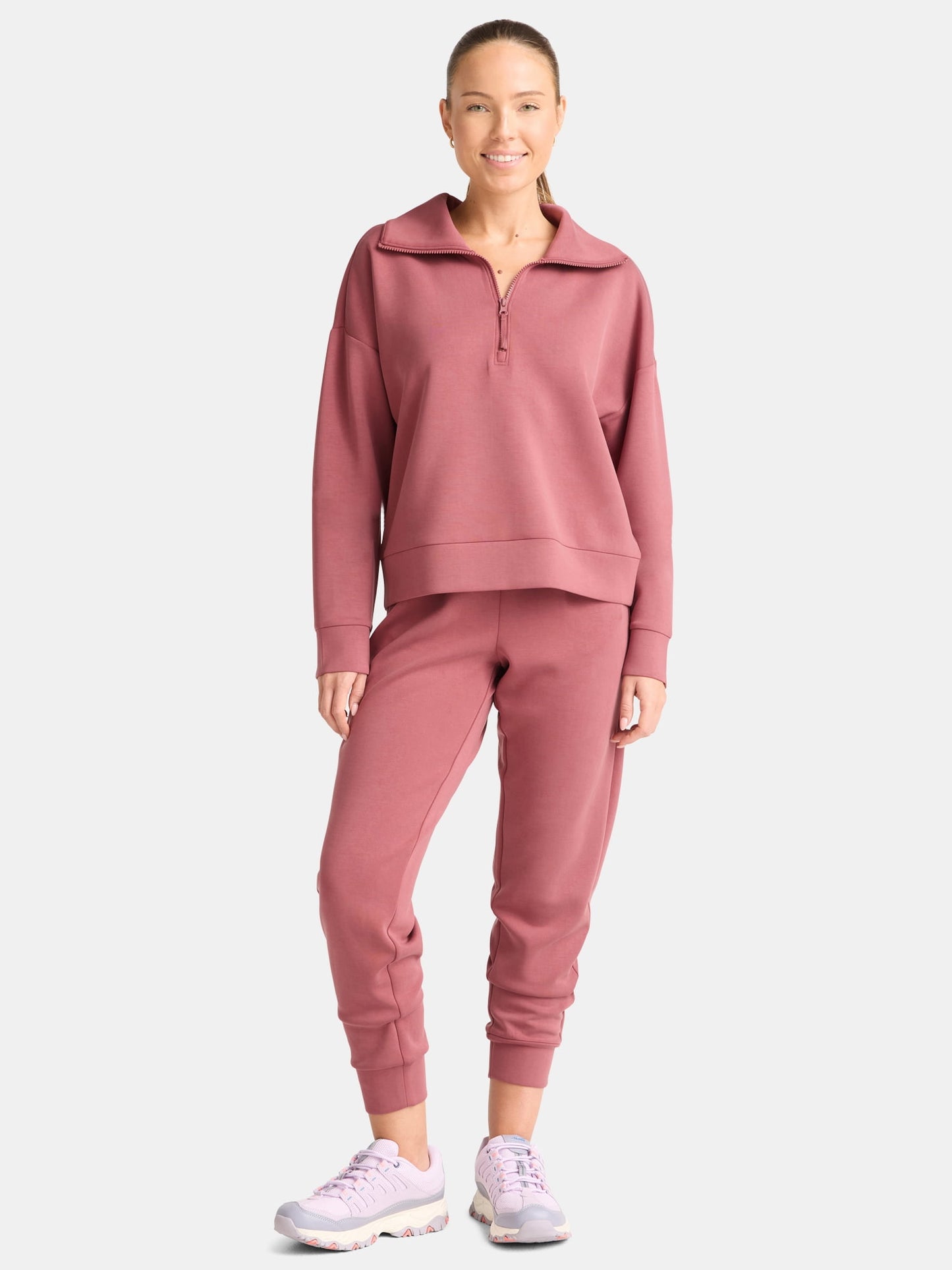 Women's and Women's Plus ScubaKnit Quarter Zip Pullover