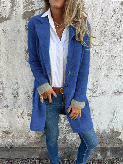 Last Chance 70% OFF-  Women's lapel long-sleeved faux fur long coat