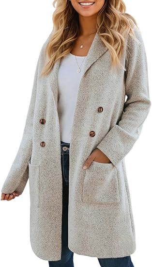 Women Fall Long Cardigan Sweater Trendy Knit Jacket Coat Dressy Blazer Coatigan