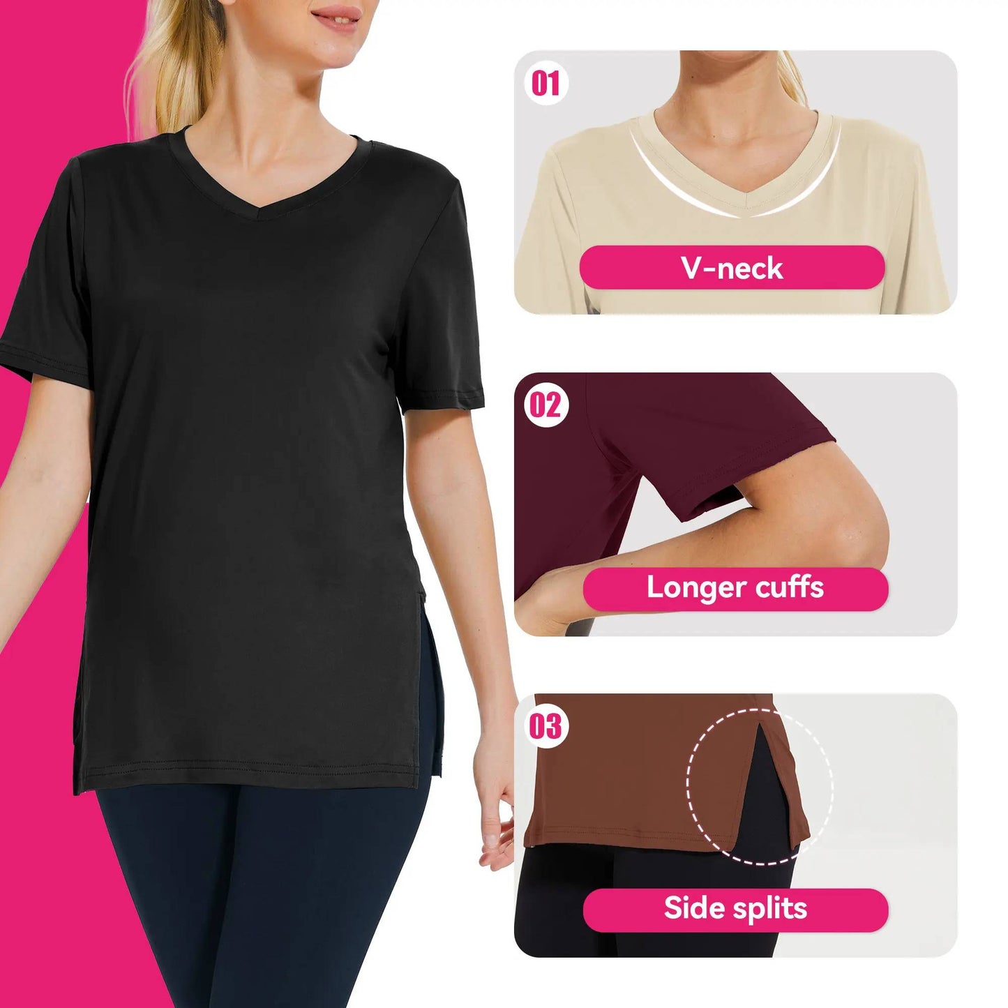 1/3 Pack Women's Plus Size Short/Long Sleeve T-Shirts