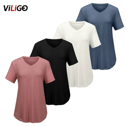 Basic Casual Tees V Neck T-Shirts for Women