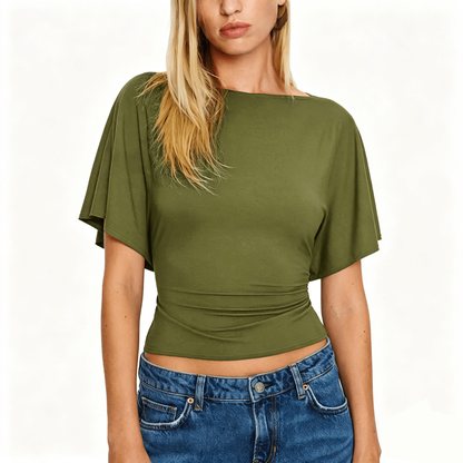 Women's Cinched Waist Shirt Short-Sleeve Top