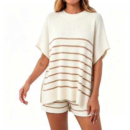 High Waisted Shorts Summer Knit Lounge Short Sets