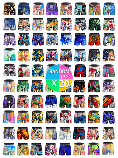12PCS/24PCS Men's Cartoon Tie-Dye Striped Boxer Briefs