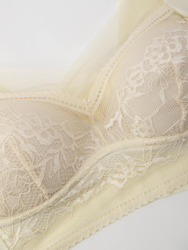 Women'S Plain Contrast Lace BraSoftBreathable Push Up Bra U