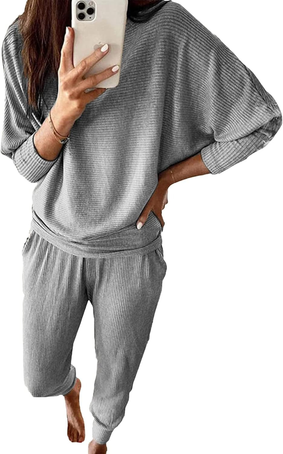 Women's Lounge Matching Set, Short Sleeve Top & Jogger Pants Casual Travel Outfit