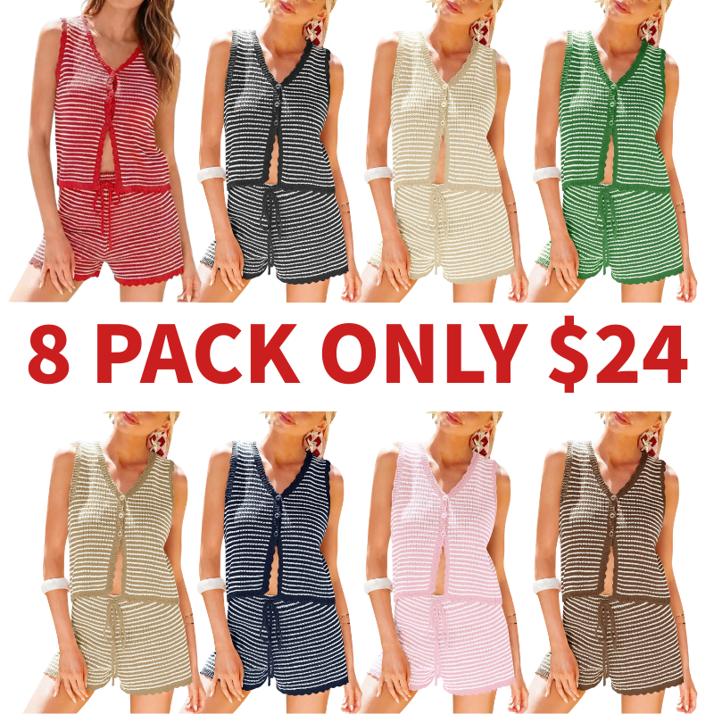 Y2K Striped Vest & Shorts Pajama Set