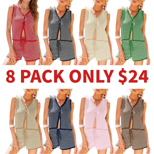 Y2K Striped Vest & Shorts Pajama Set