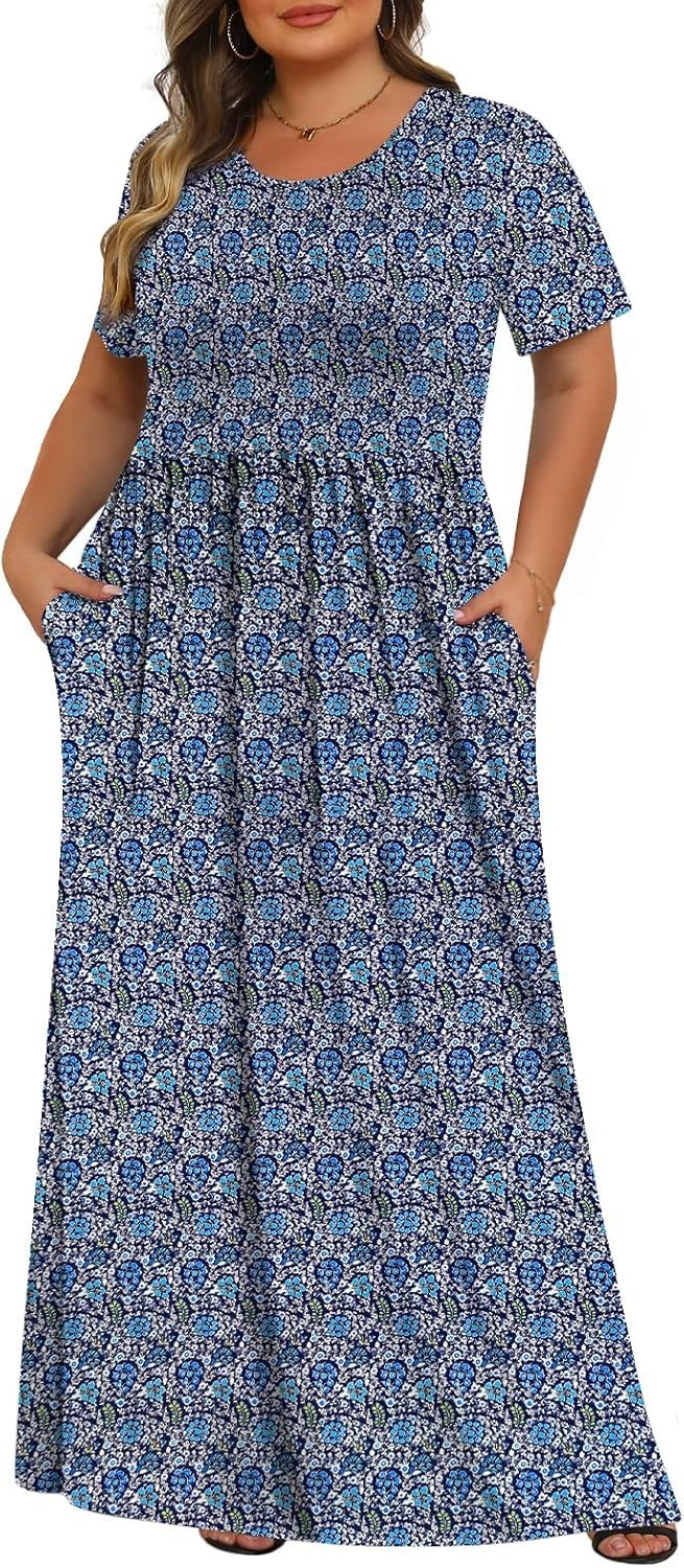 Women's Plus Size Maxi Dresses for Curvy Women Casual Long Dress