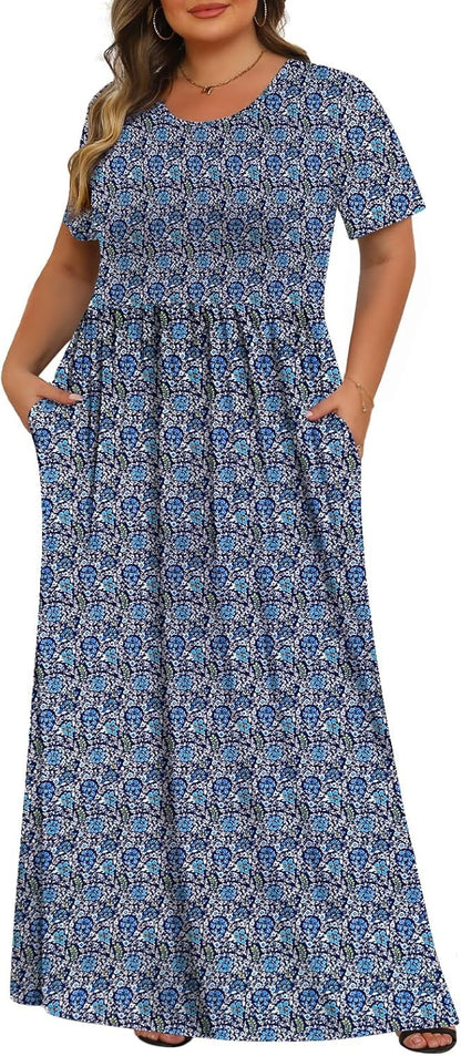 Women's Plus Size Maxi Dresses for Curvy Women Casual Long Dress