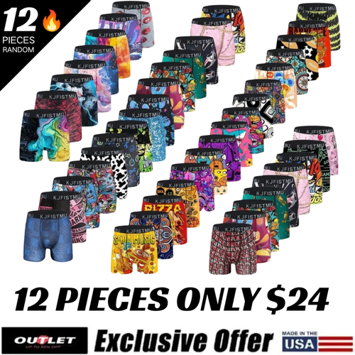 12PCS/24PCS Men's Cartoon Tie-Dye Striped Boxer Briefs