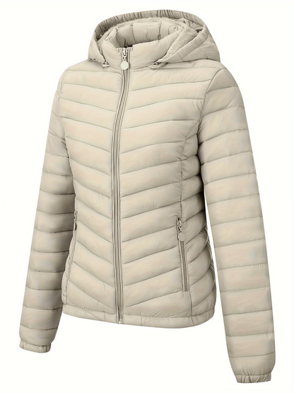 Women's Hooded Padded Coat - Fashion Simple Versatile Lightweight Pockets for Autumn Winter Commuter