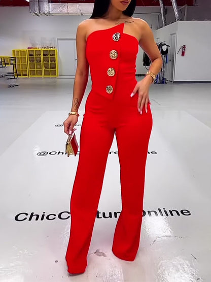 Fashion Tube Top Button Tube Top & Pants Set