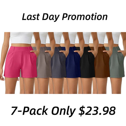 Women's Trendy High Waisted Casual Summer Shorts with Pockets
