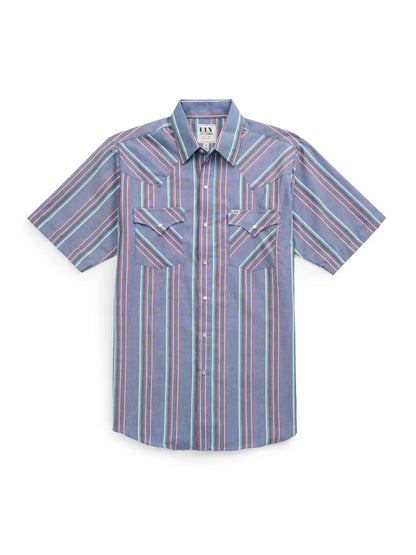 Men's Casual Striped Western Snap Shirt