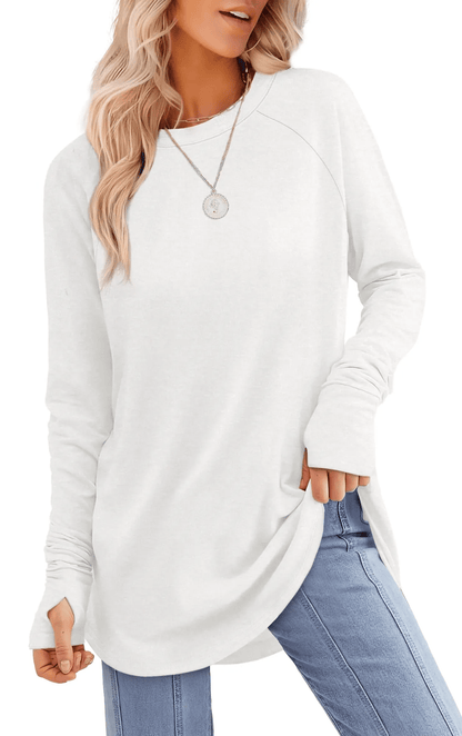 🎅Early Christmas Sale🎄Womens Long Sleeve Thumb Hole Shirts Tunic Tops to Wear with Leggings