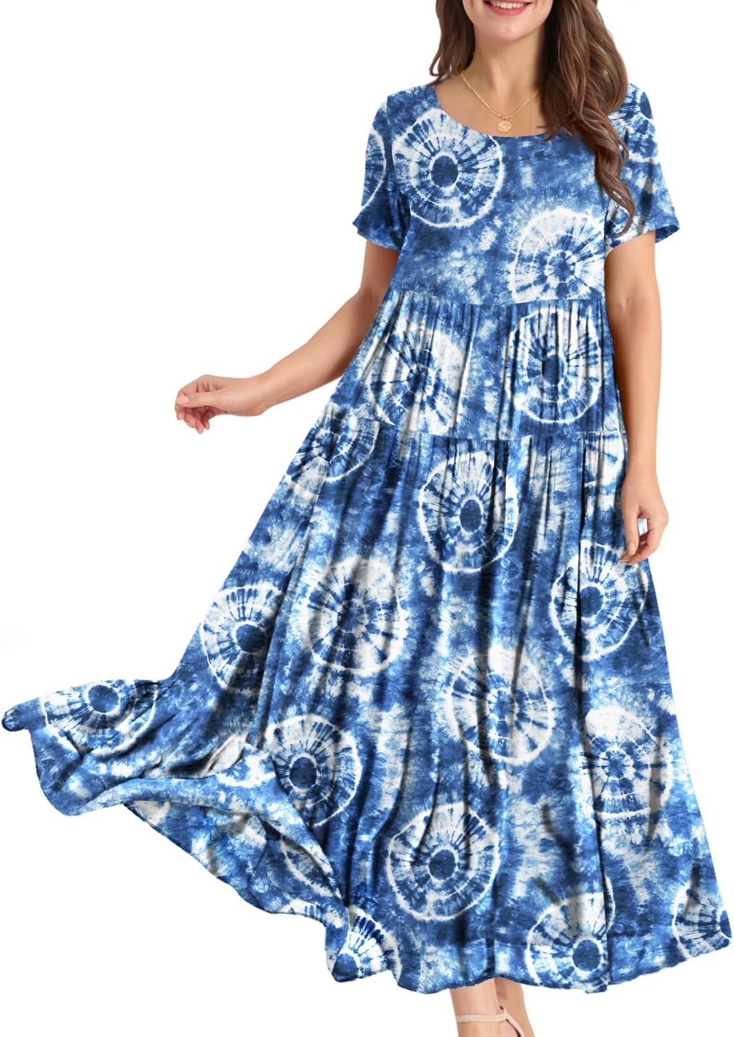 Women Casual Loose Bohemian Floral Dress Maxi Summer Beach Dresses