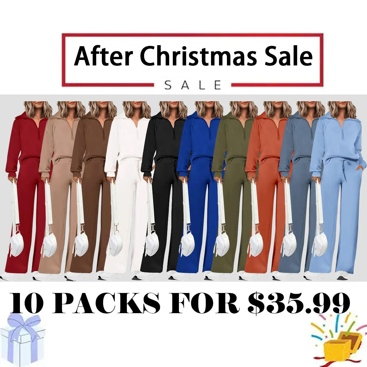 Women's Outfits Casual Lapel Half Zip Sweatshirts And Wide Leg Pants Tracksuit Sets