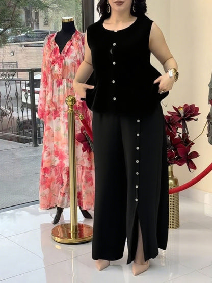 Cotton And Linen Casual Top & Pants Set