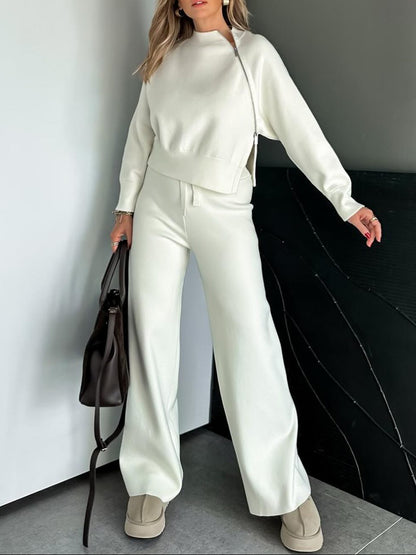 Women'S Sports Knit Side Slit Top & Pants Set
