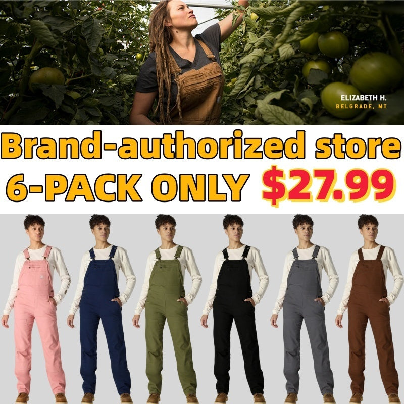 🏆Men's product sells best first 🔥Women’s Rugged Double-Front Bib Overalls – Reinforced Workwear Fit, Dark Brown (Plus Size, Medium Tall)