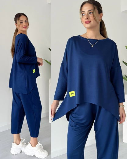 Knitted Casual Irregular Top & Skinny Pants Set