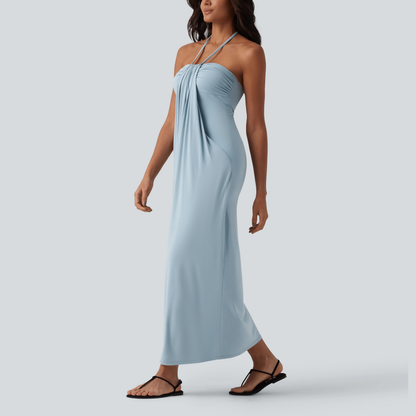 Halter Tie Back Maxi Dress with Pockets