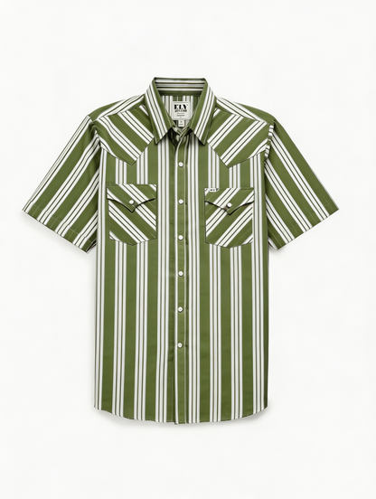 Men's Casual Striped Western Snap Shirt
