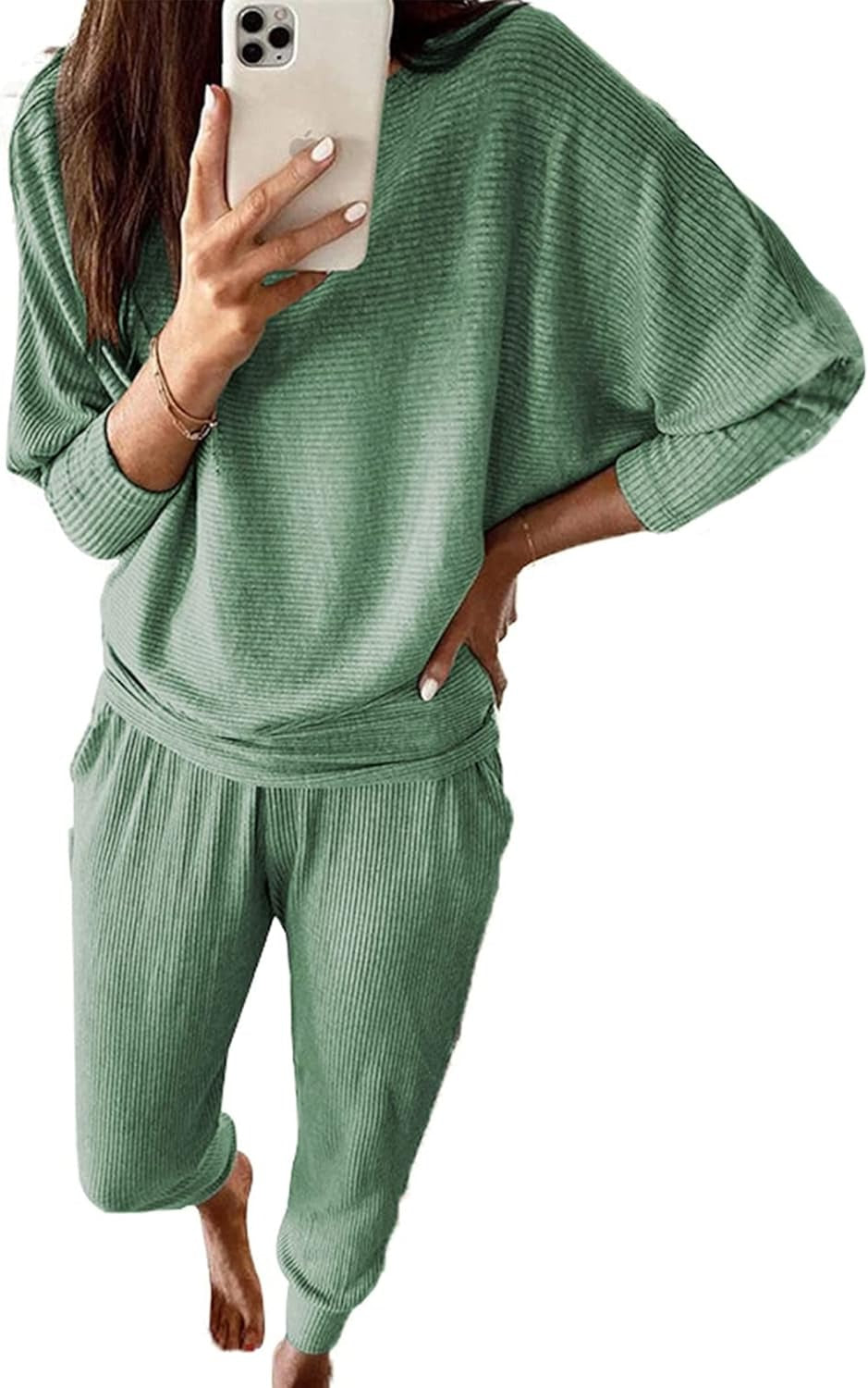 Women's Lounge Matching Set, Short Sleeve Top & Jogger Pants Casual Travel Outfit