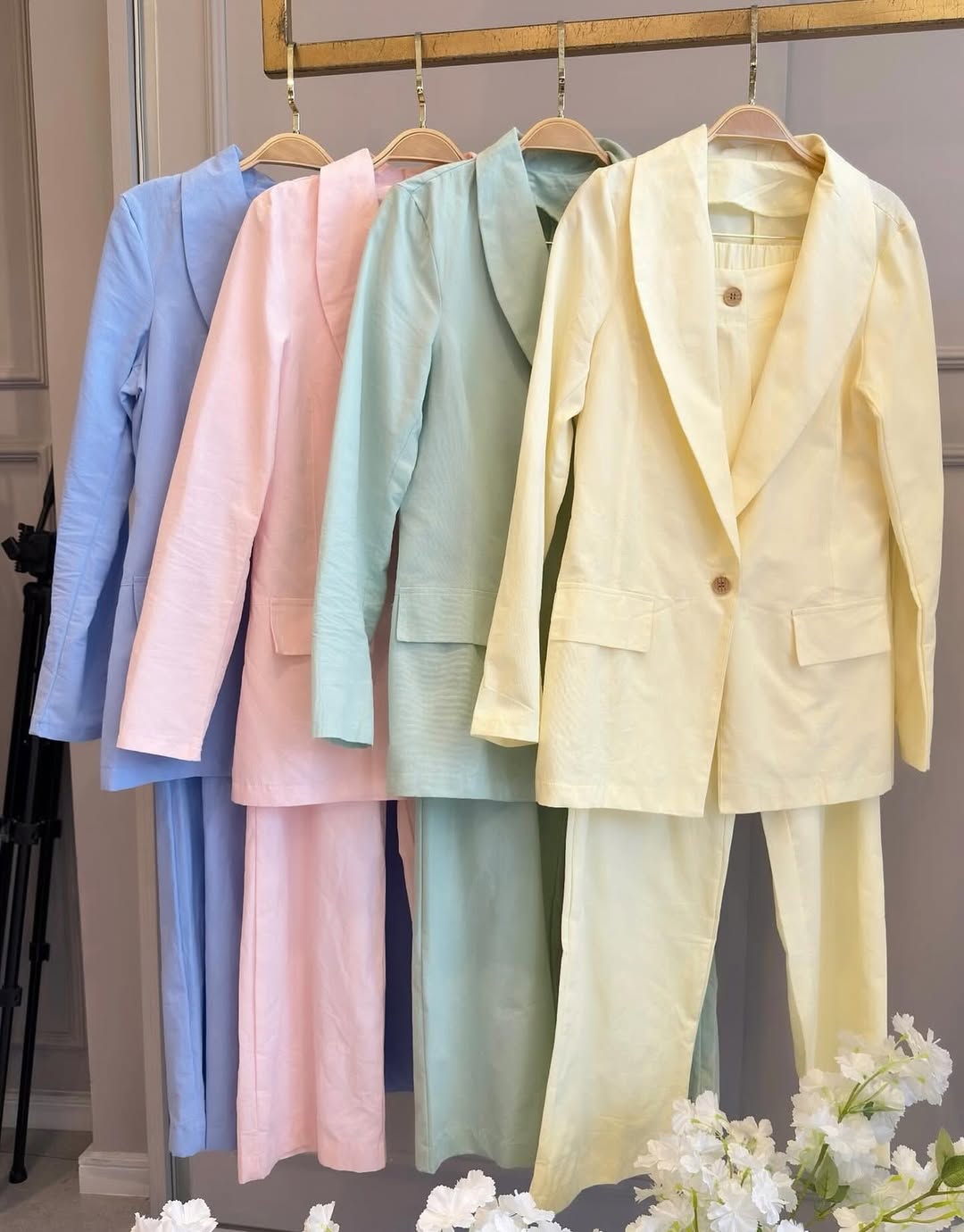 Stylish Solid Color Casual Blazer & Pants Set