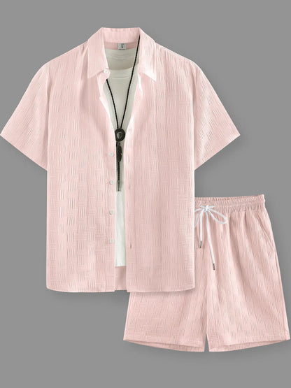 Men's Summer Beach Short Sleeve Two-piece Set