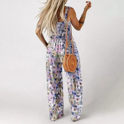 💕Women's Casual Print Sleeveless Overalls Jumpsuits