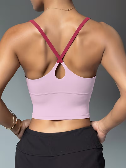 Sporty Women's Plain Criss Cross Sports Bra