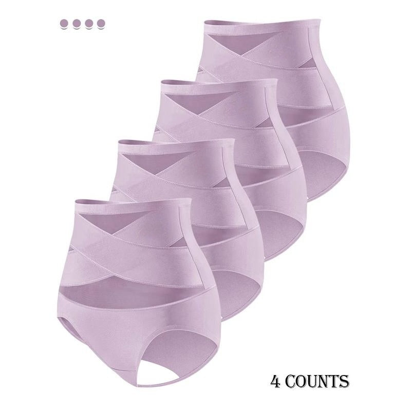 ⏰ TODAY ONLY Women’s High-Waisted Panties Multipack Lucky Letter Logo Cross-Mesh Briefs, Ultra-Soft Tummy Control Comfort Underwear