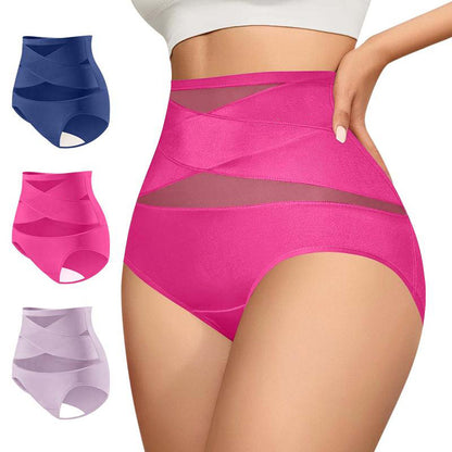 ⏰ TODAY ONLY Women’s High-Waisted Panties Multipack Lucky Letter Logo Cross-Mesh Briefs, Ultra-Soft Tummy Control Comfort Underwear