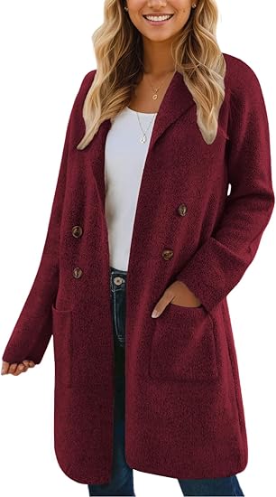 Women Fall Long Cardigan Sweater Trendy Knit Jacket Coat Dressy Blazer Coatigan