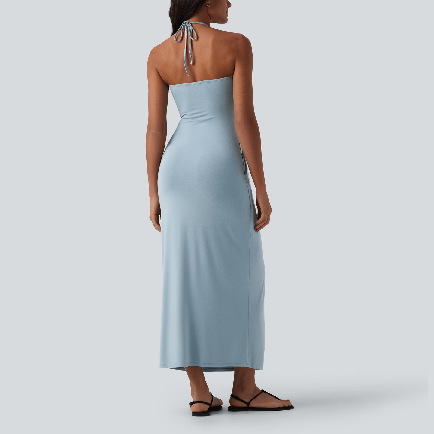 Halter Tie Back Maxi Dress with Pockets