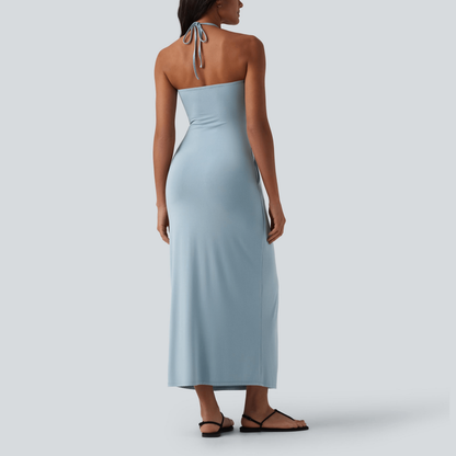 Halter Tie Back Maxi Dress with Pockets