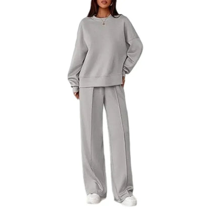 Women Spring & Fall Long Sleeve Wide Leg Pants Sweatsuit