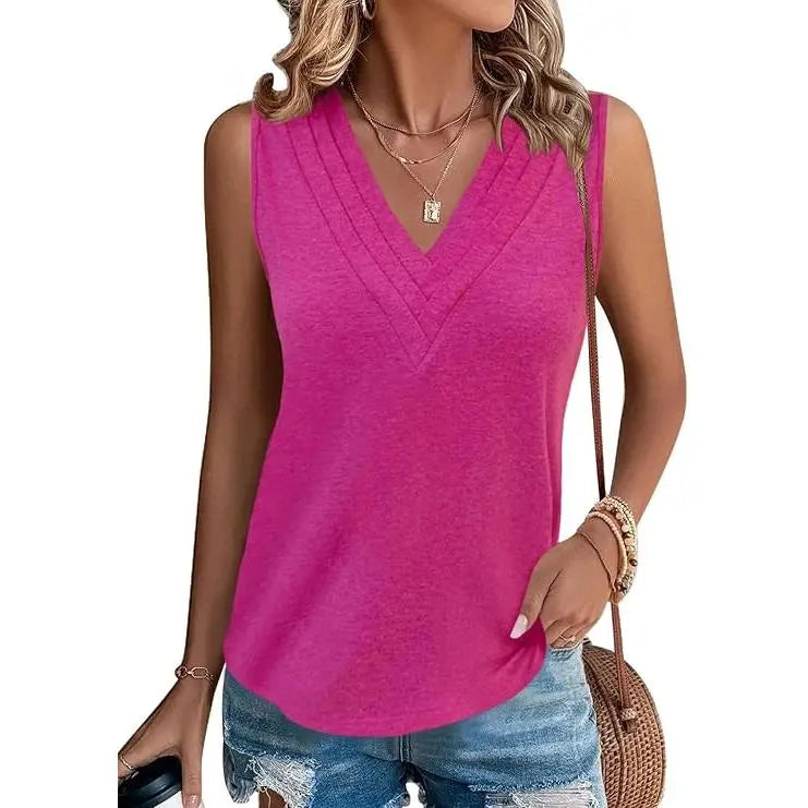 Last day🔥🔥Women V Neck Tank Tops Dressy Casual Summer Loose Fit Sleeveless Shirts