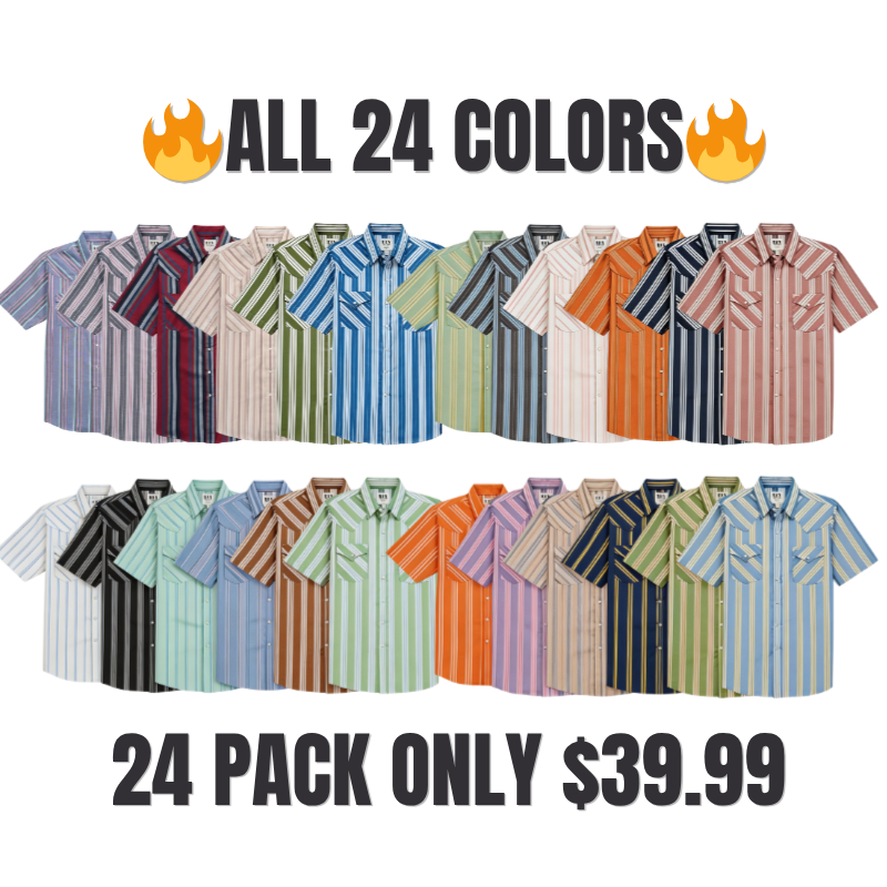Men's Casual Striped Western Snap Shirt