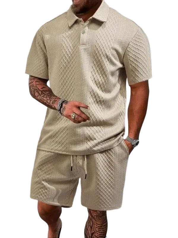 🔥Casual Summer Textured Polo Set