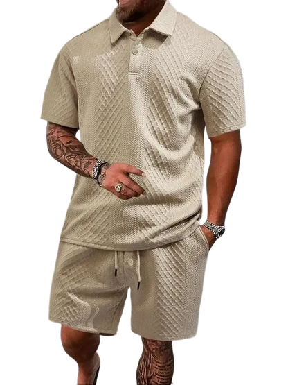 🔥Casual Summer Textured Polo Set