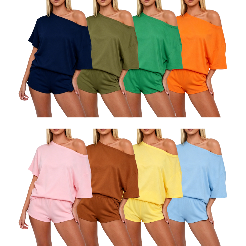 Women’s Casual Two Piece Lounge Set Off Shoulder Top