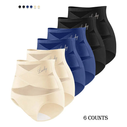 Plus-Size High-Waist Cross Tummy Control Panties