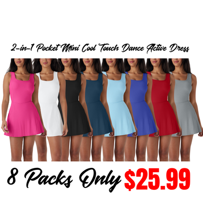 U Neck 2-in-1 Pocket Mini Cool Touch Dance Active Dress