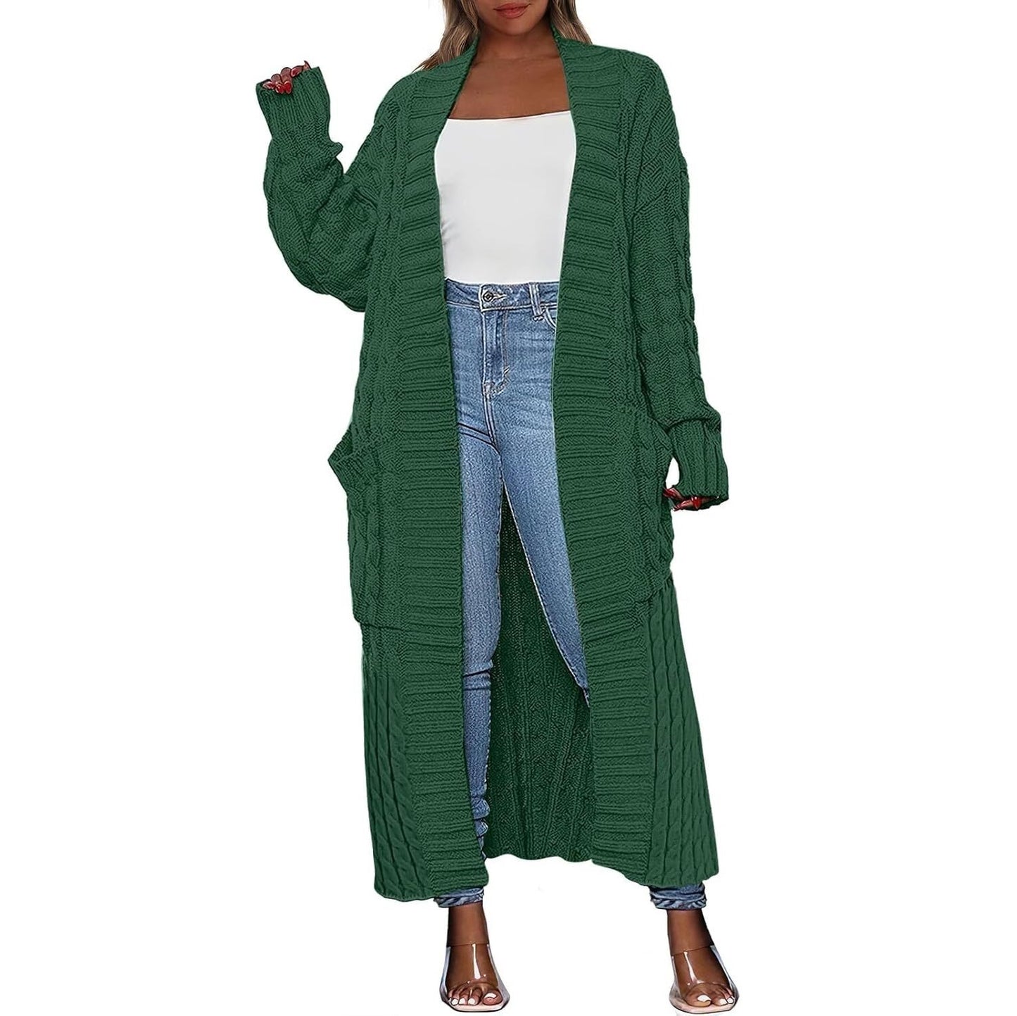 LBF-Women's Long Cardigan 2025 Oversized Coat Long Sleeve Open Cardigan Knitted Extra